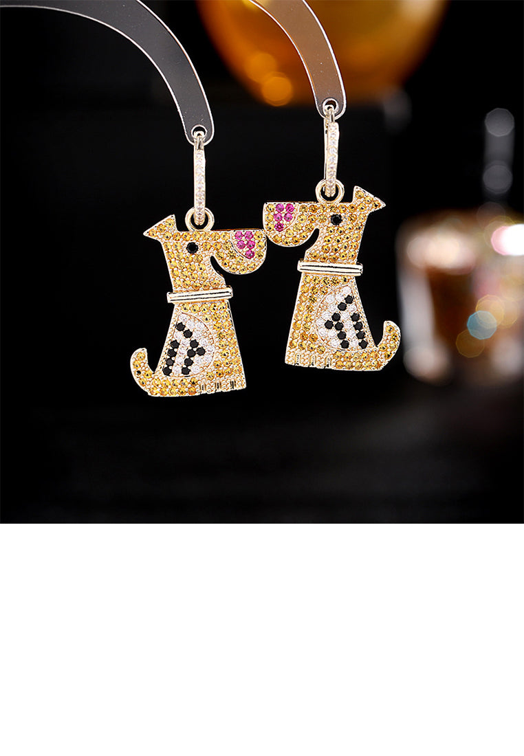 Brilliant Lovely Plated Gold Poppy Earrings with Yellow Cubic Zirconia - Luxurious Look