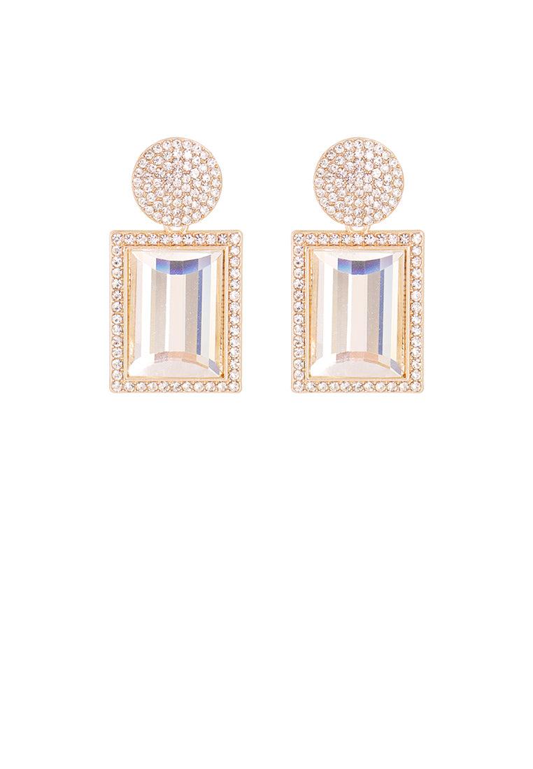 Fashion Brilliant Plated Gold Geometric Earrings with White Cubic Zirconia - Luxurious Look