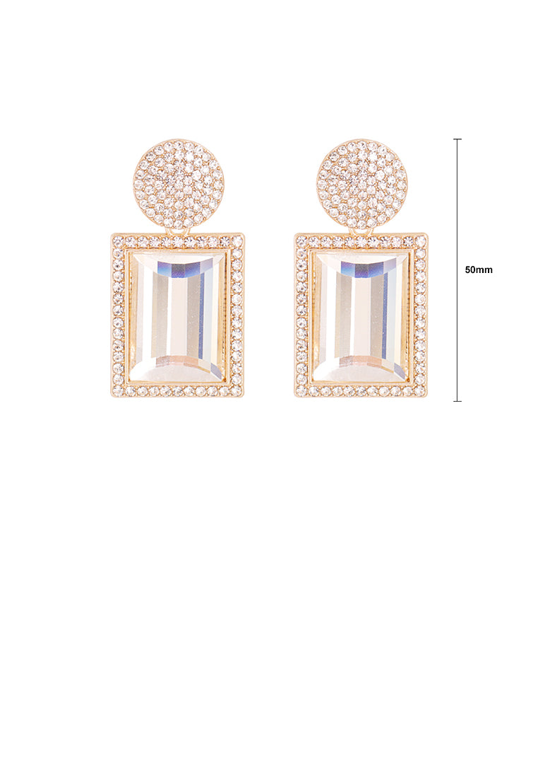 Fashion Brilliant Plated Gold Geometric Earrings with White Cubic Zirconia - Luxurious Look