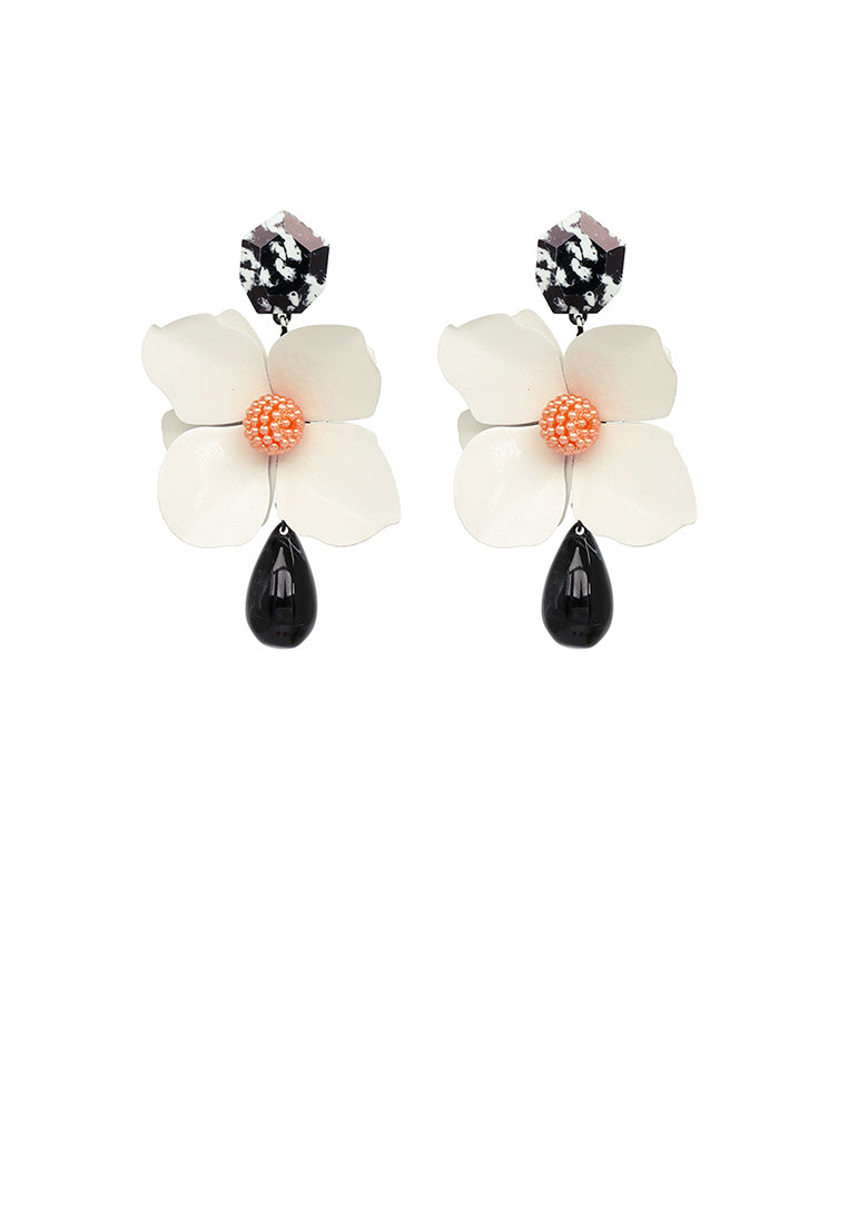 Fashion Exaggerated White Flower Water Drop-shaped Earrings