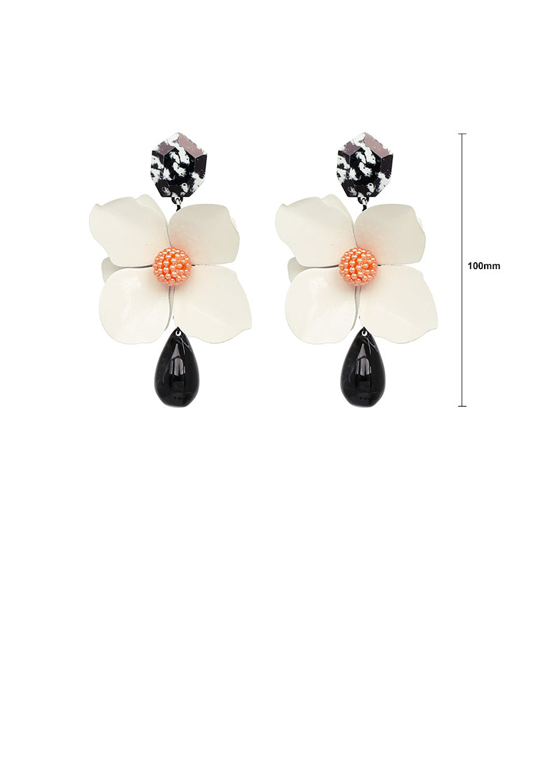 Fashion Exaggerated White Flower Water Drop-shaped Earrings