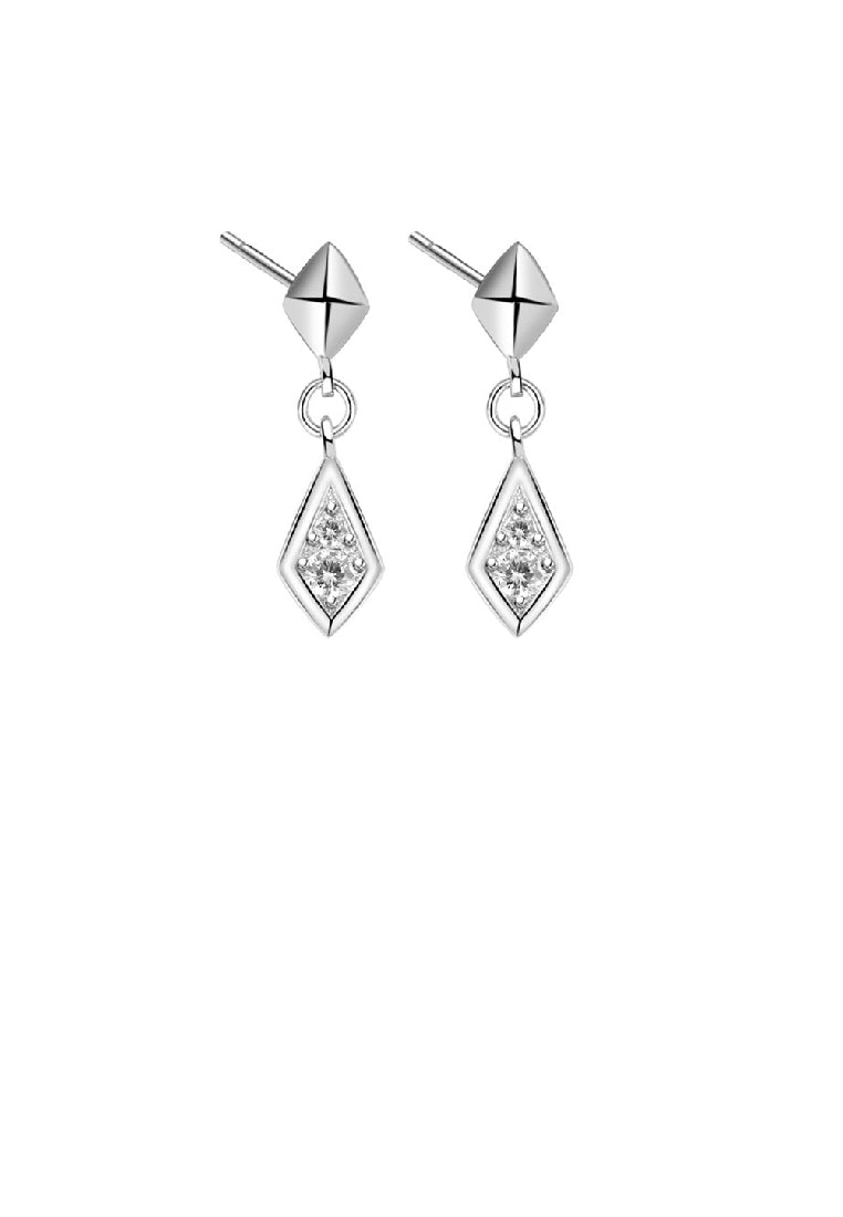 925 Sterling Silver Fashion Simple Rhombus Geometric Earrings with Cubic Zirconia - Luxurious Look