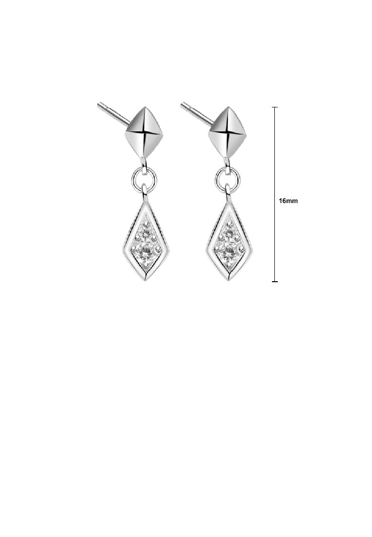 925 Sterling Silver Fashion Simple Rhombus Geometric Earrings with Cubic Zirconia - Luxurious Look