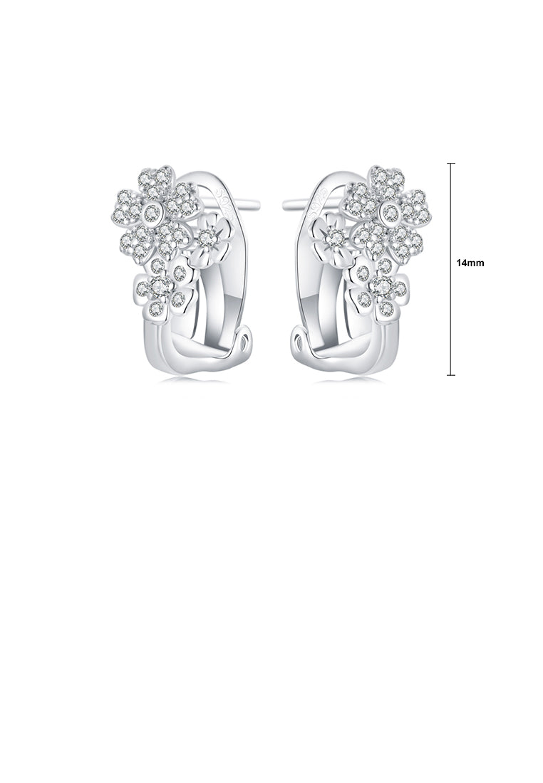925 Sterling Silver Fashion Temperament Flower Earrings with Cubic Zirconia - Luxurious Look