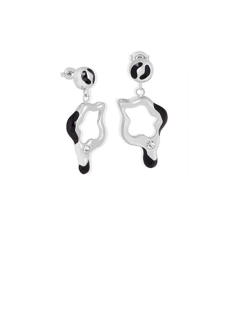 Fashion and Simple 316L Stainless Steel Hollow Irregular Star Earrings with Cubic Zirconia - Luxurious Look