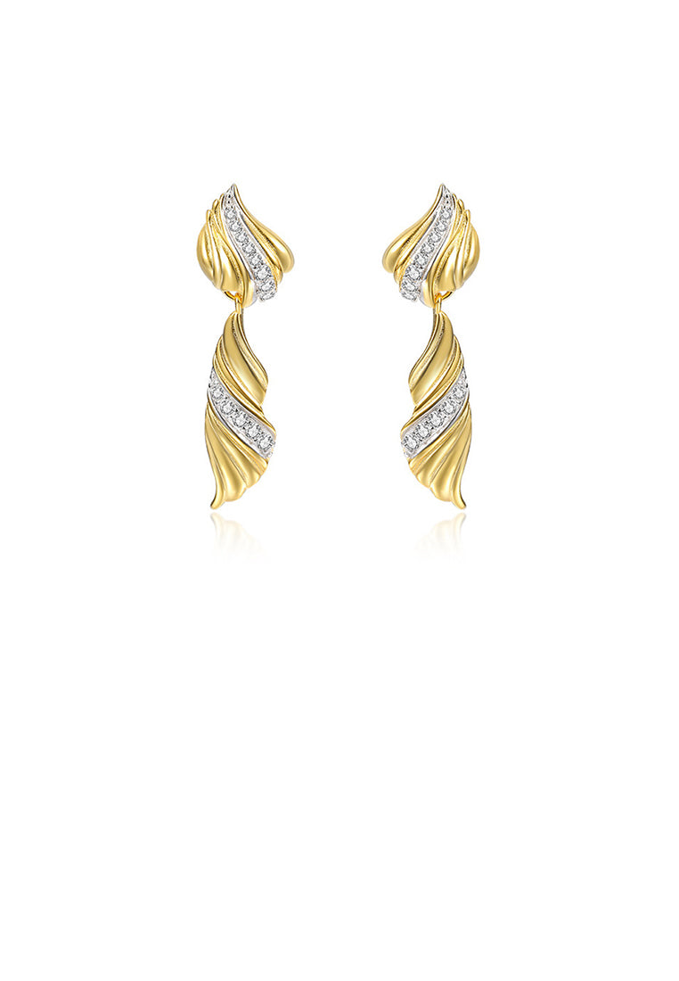 925 Sterling Silver Plated Gold Fashion Personality Spiral Line Geometric Earrings with Cubic Zirconia - Luxurious Look