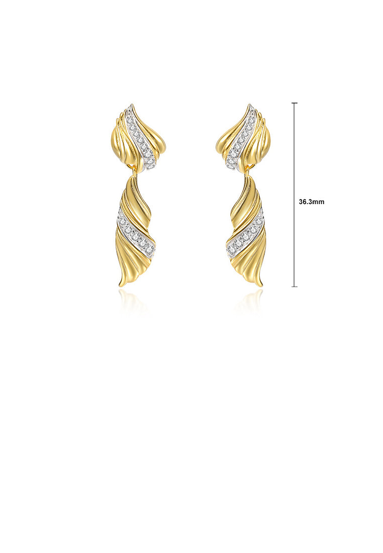 925 Sterling Silver Plated Gold Fashion Personality Spiral Line Geometric Earrings with Cubic Zirconia - Luxurious Look
