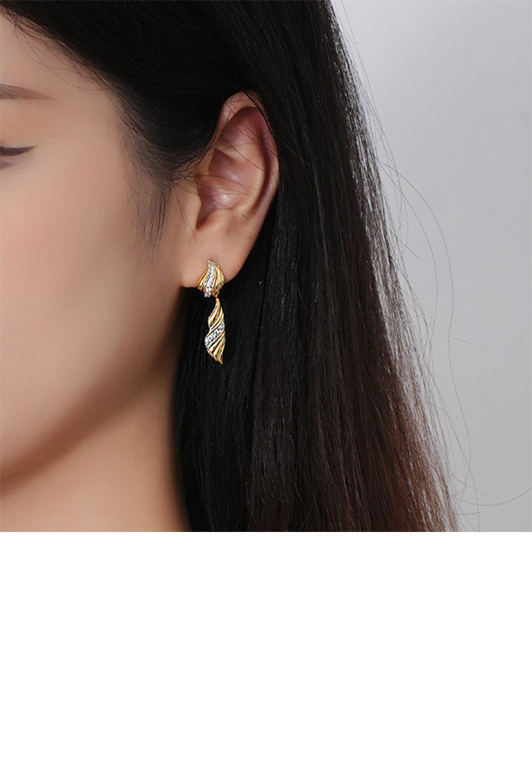 925 Sterling Silver Plated Gold Fashion Personality Spiral Line Geometric Earrings with Cubic Zirconia - Luxurious Look