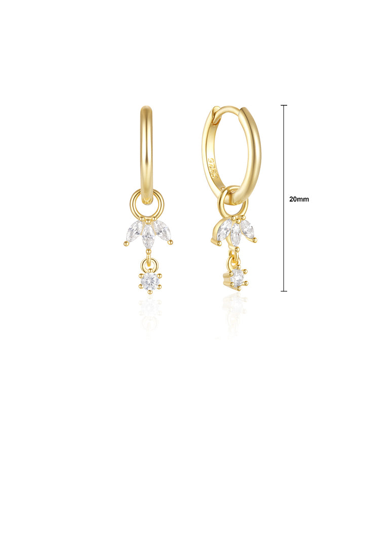 925 Sterling Silver Plated Gold Simple Fashion Geometric Tassel Earrings with Cubic Zirconia - Luxurious Look
