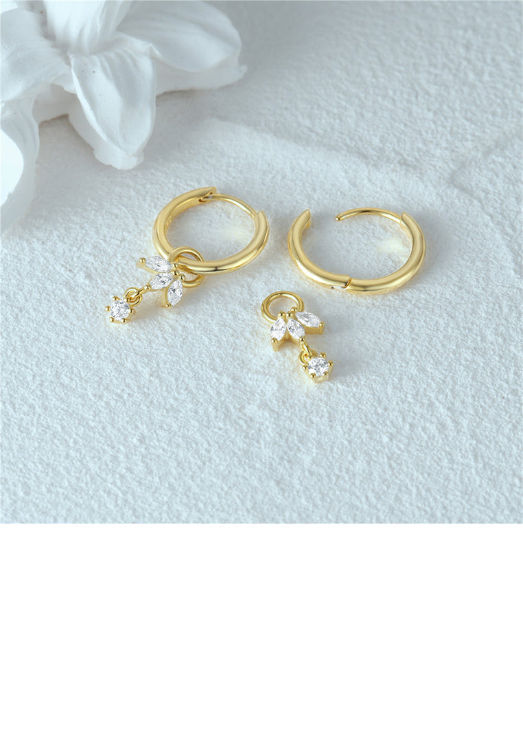 925 Sterling Silver Plated Gold Simple Fashion Geometric Tassel Earrings with Cubic Zirconia - Luxurious Look