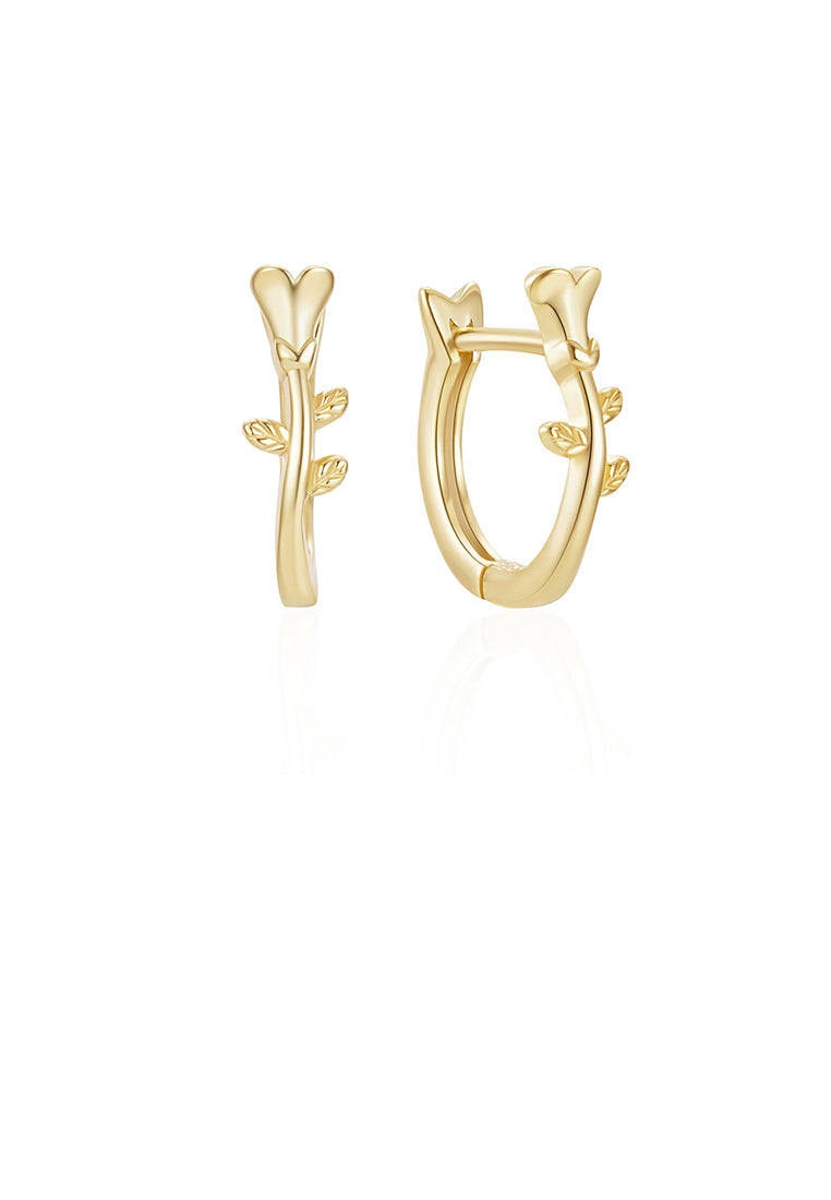 925 Sterling Silver Plated Gold Simple Romantic Rose Hoop Earrings