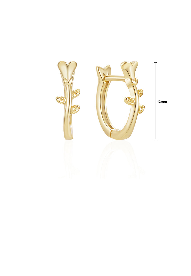 925 Sterling Silver Plated Gold Simple Romantic Rose Hoop Earrings