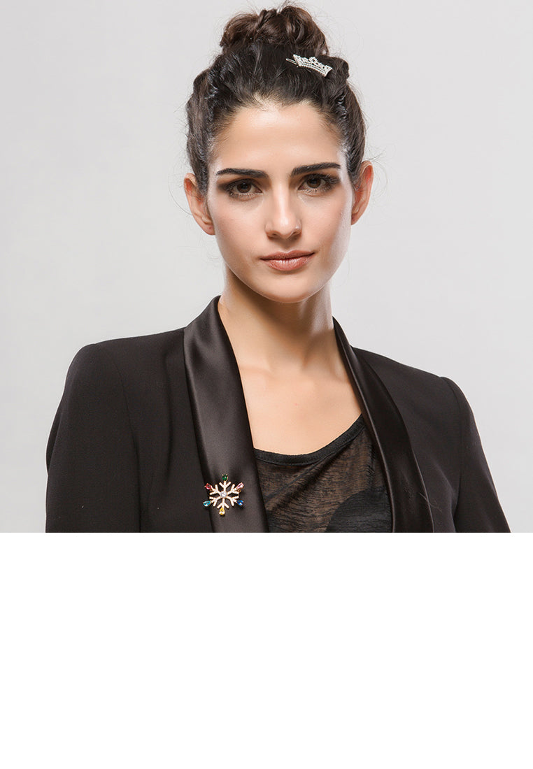 Fashion and Simple Plated Gold Snowflake Brooch with Colorful Cubic Zirconia - Luxurious Look