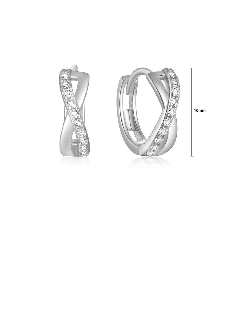 925 Sterling Silver Fashion Simple Cross Geometric Circle Stud Earrings with Cubic Zirconia - Luxurious Look