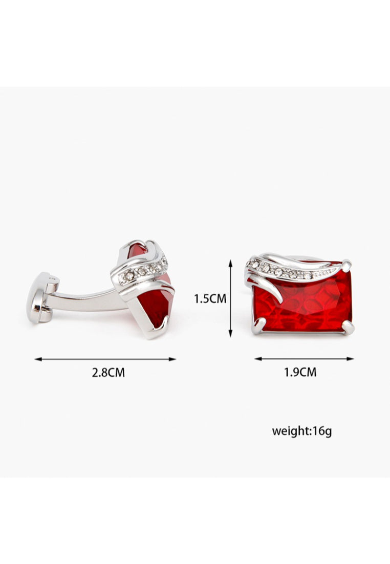 Men's Cufflinks High Quality Light Luxury Red Black Crystal Square Shirt Sleeve Nail