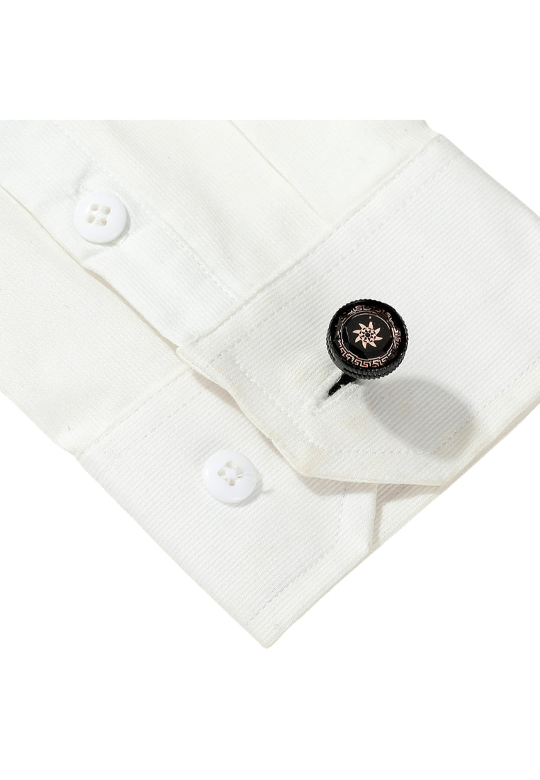 Men's Cufflinks Creative Round Sand Black Exquisite Brown Pattern Lining Shirt Accessories Pair