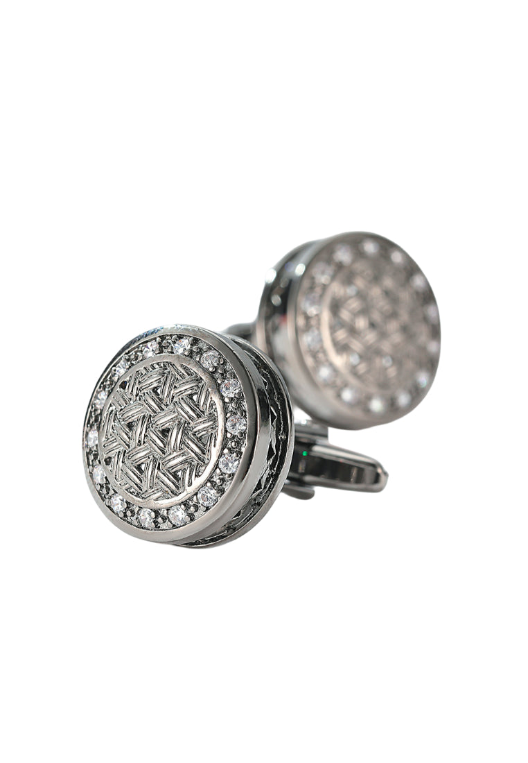 Men's Cufflinks High Quality Light Luxury Rhinestone Gray Round Shirt Sleeve Nails