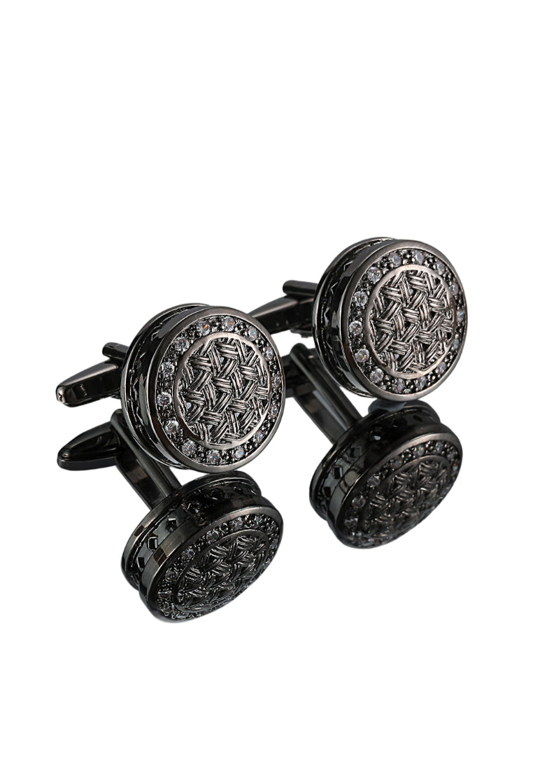 Men's Cufflinks High Quality Light Luxury Rhinestone Gray Round Shirt Sleeve Nails