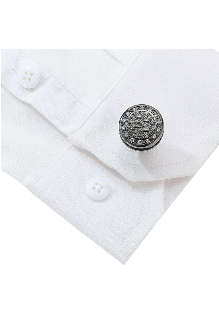 Men's Cufflinks High Quality Light Luxury Rhinestone Gray Round Shirt Sleeve Nails
