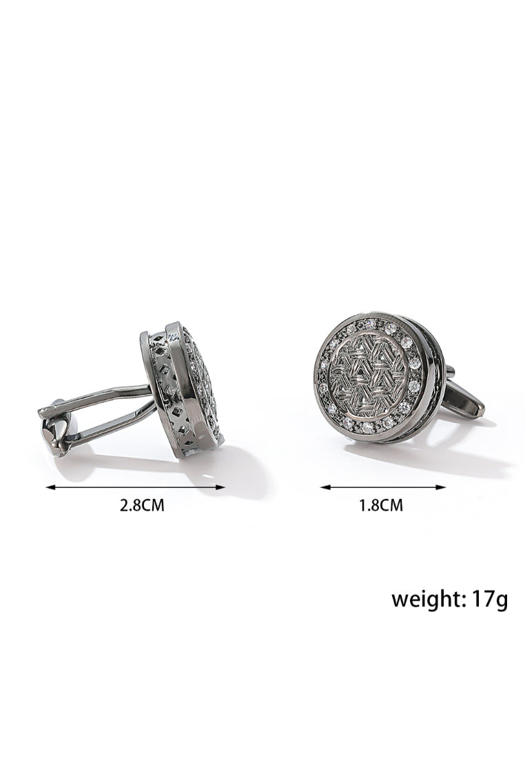 Men's Cufflinks High Quality Light Luxury Rhinestone Gray Round Shirt Sleeve Nails