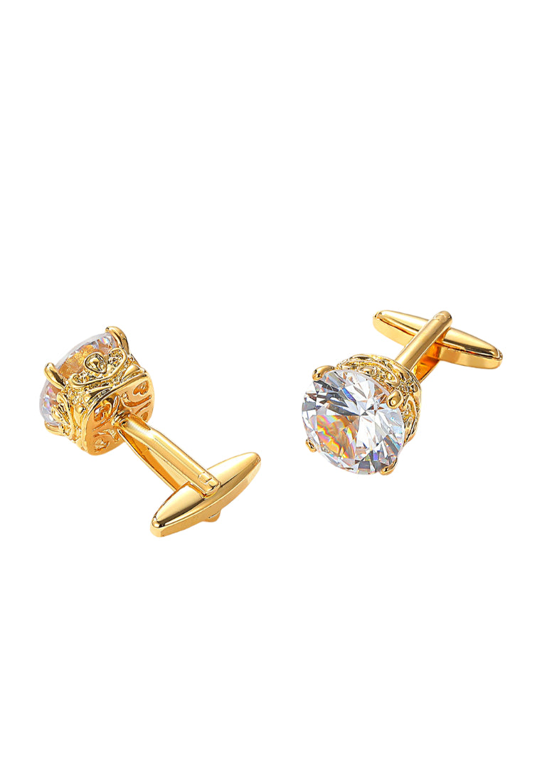 Men's Cufflinks High Quality Light Luxury Large Zircon Gold Square Shirt Jewelry Pair