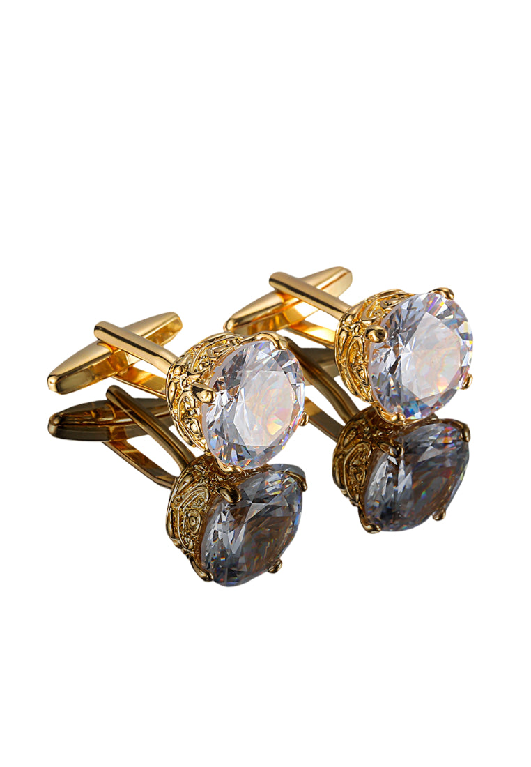 Men's Cufflinks High Quality Light Luxury Large Zircon Gold Square Shirt Jewelry Pair