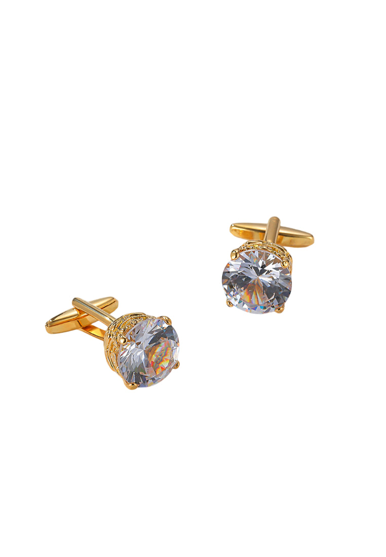 Men's Cufflinks High Quality Light Luxury Large Zircon Gold Square Shirt Jewelry Pair