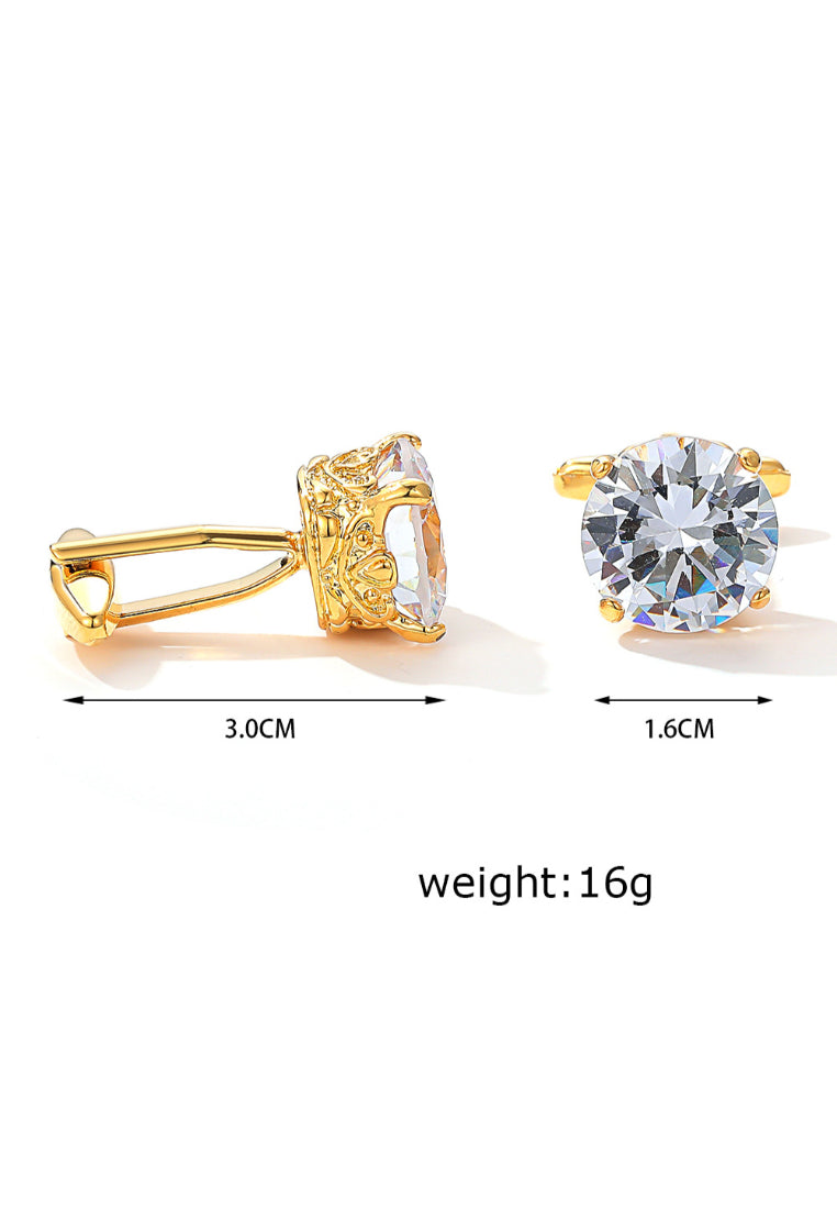 Men's Cufflinks High Quality Light Luxury Large Zircon Gold Square Shirt Jewelry Pair