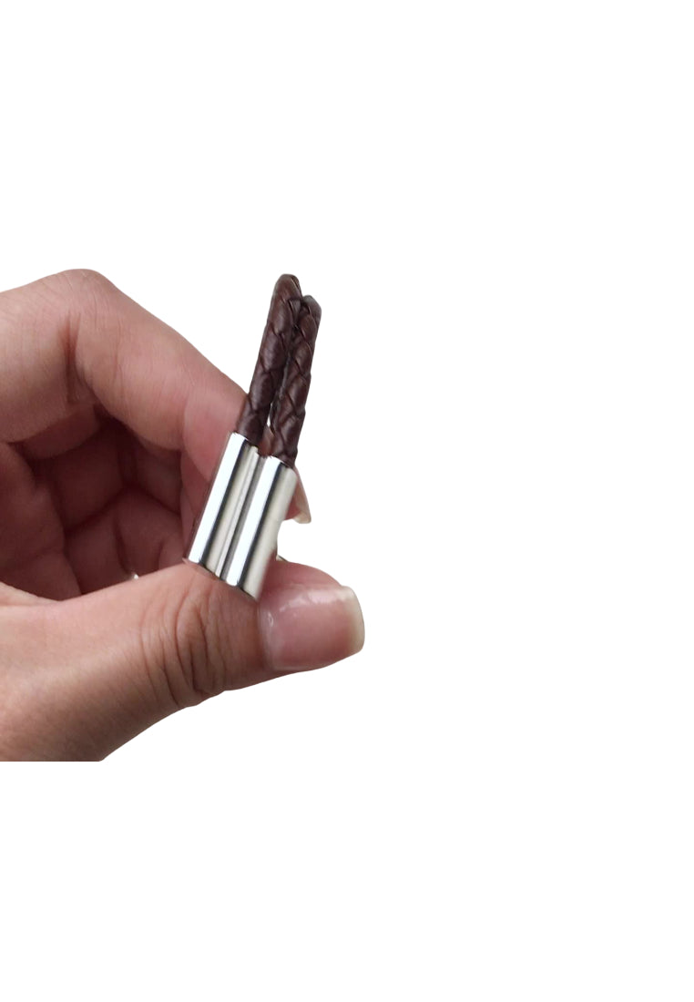 French Long Size Braided Leather Rope Men's Cufflinks