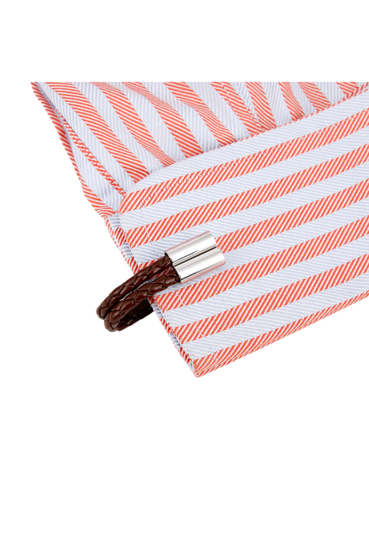 French Long Size Braided Leather Rope Men's Cufflinks