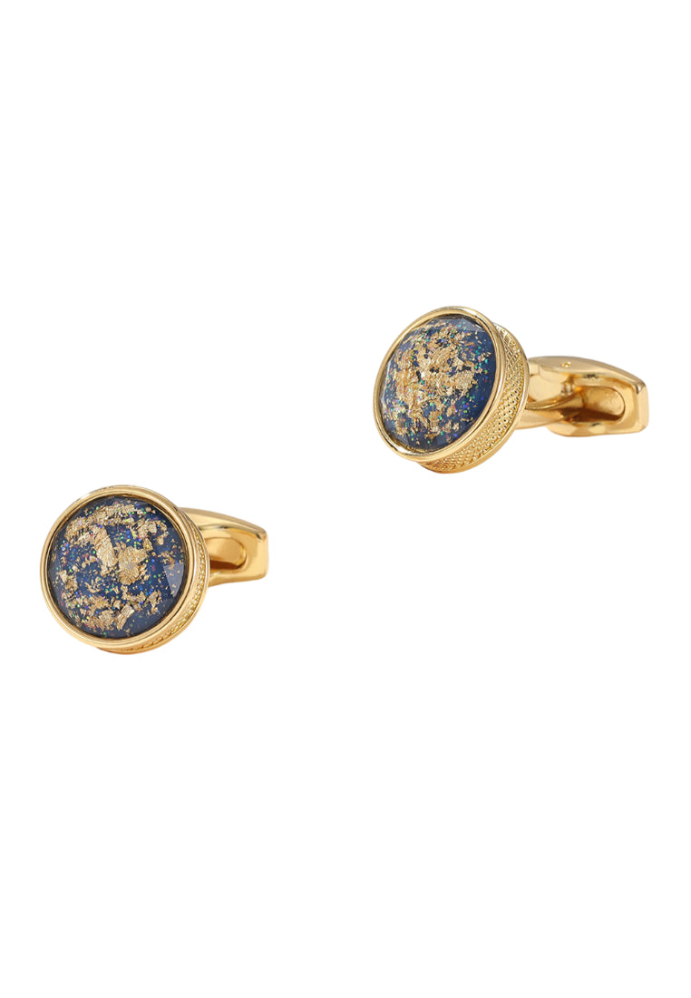 Men's Cufflinks Light Luxury Colorful Pattern Round Gold Shirt Jewelry Pair