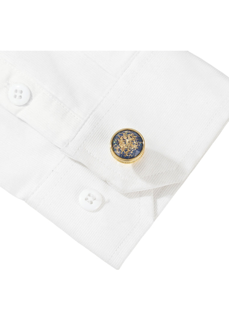 Men's Cufflinks Light Luxury Colorful Pattern Round Gold Shirt Jewelry Pair