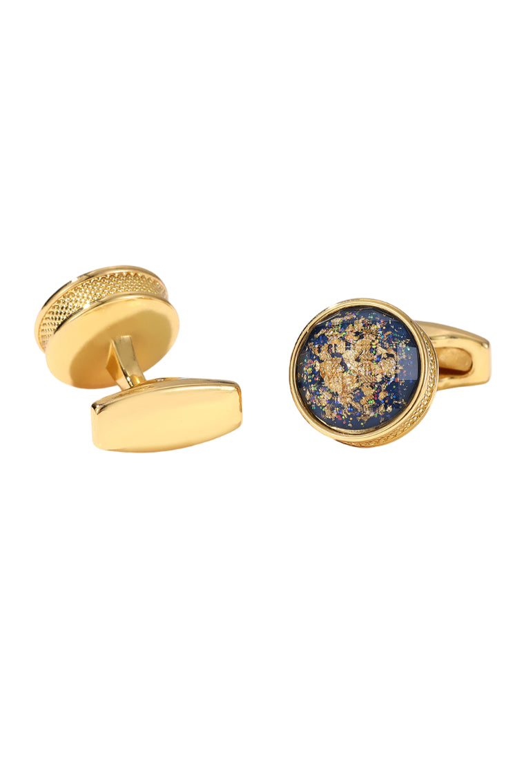 Men's Cufflinks Light Luxury Colorful Pattern Round Gold Shirt Jewelry Pair