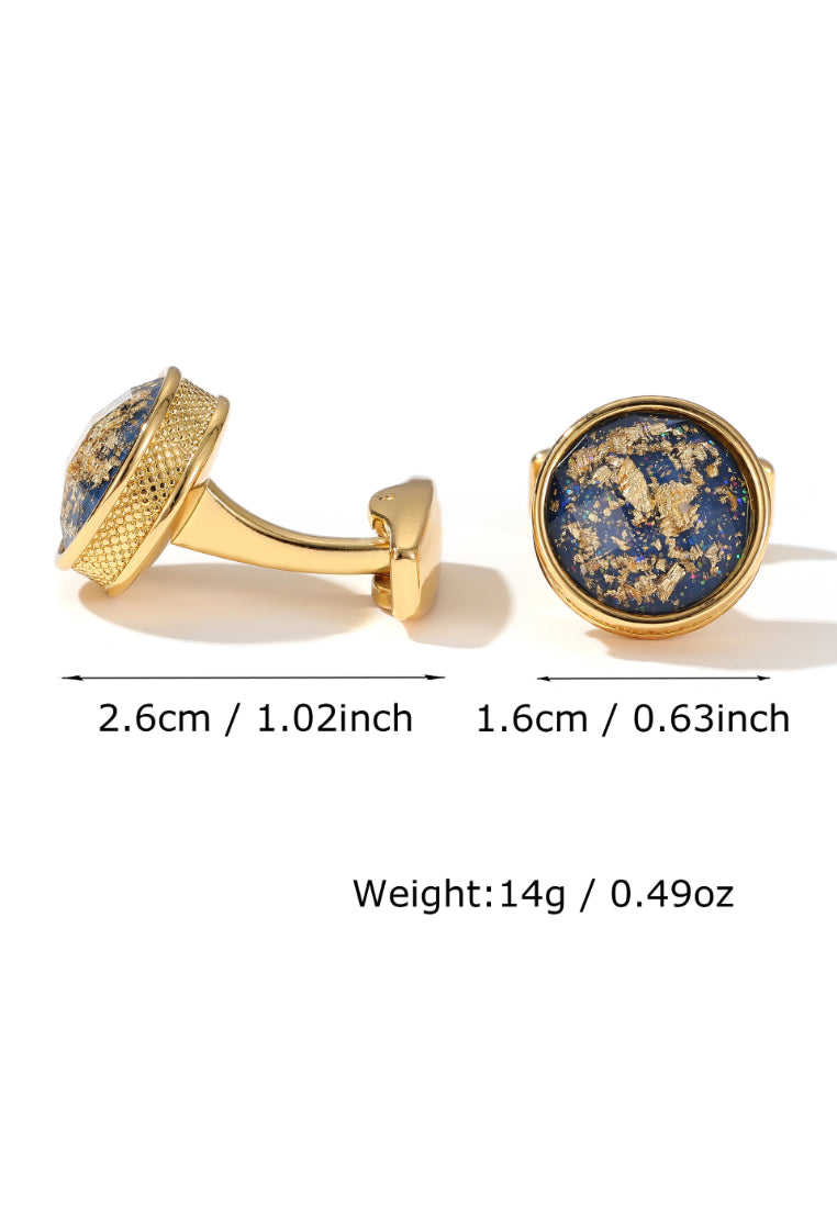 Men's Cufflinks Light Luxury Colorful Pattern Round Gold Shirt Jewelry Pair