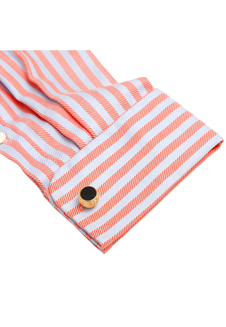 Men's Cufflinks Retro Gold Patterned Round Black French Shirt Jewelry Pair