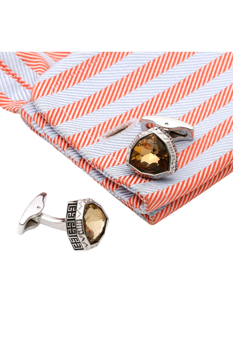 Men's Cufflinks Light Luxury French Triangle Inlaid Crystal Retro Silver Shirt Jewelry Pair