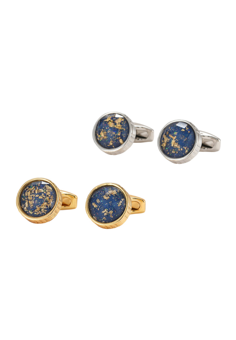Men's Cufflinks Round Gold Colorful Shirt Cuff Nail Button