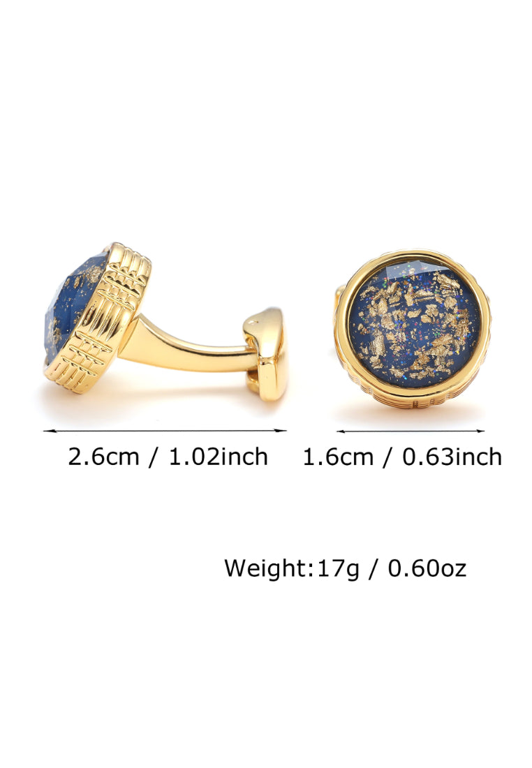 Men's Cufflinks Round Gold Colorful Shirt Cuff Nail Button