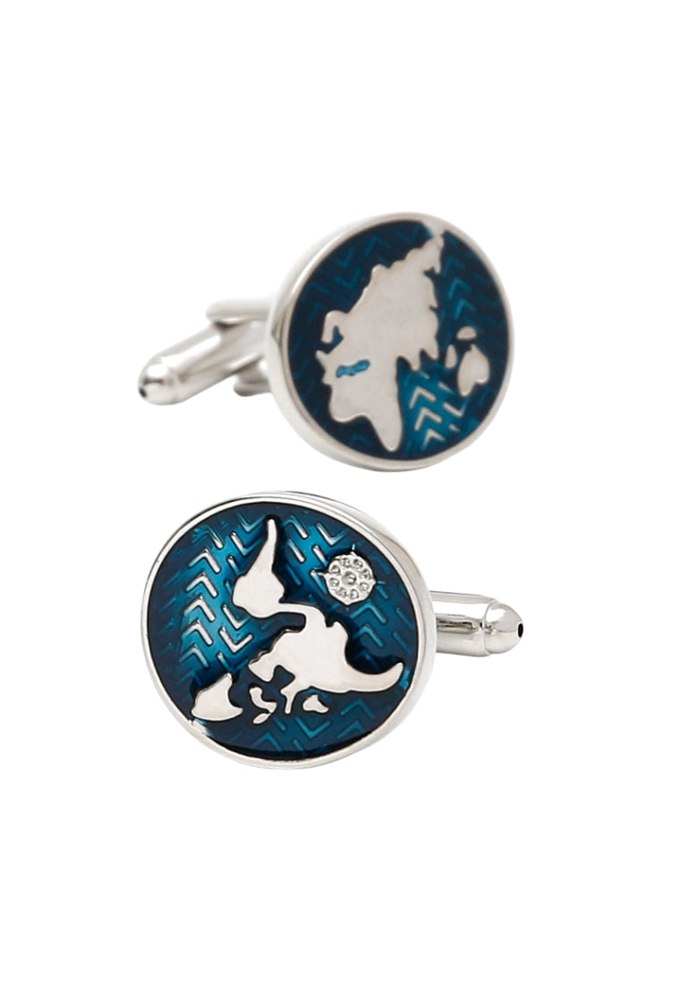Cufflinks Simple Personality Creative World Map Shape Silver Men's Elegant Jewelry