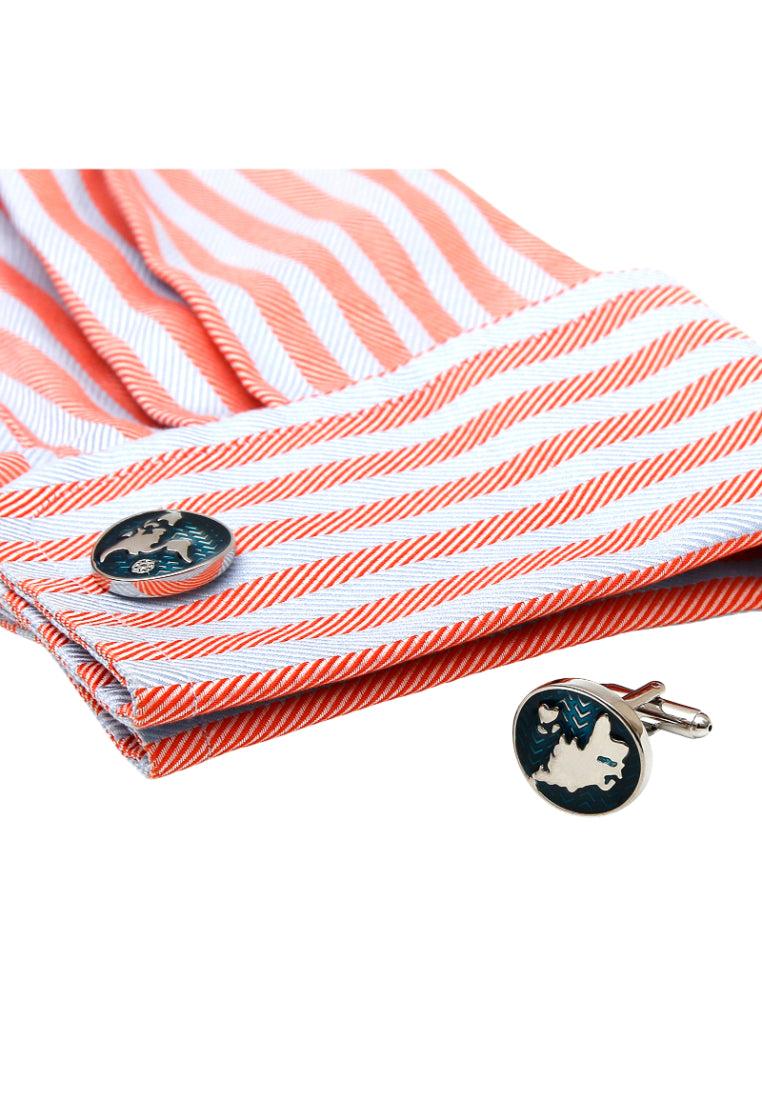 Cufflinks Simple Personality Creative World Map Shape Silver Men's Elegant Jewelry