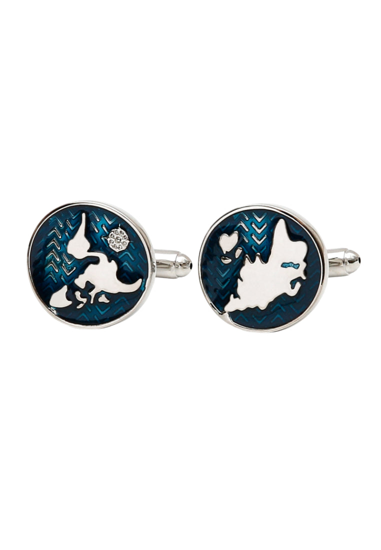 Cufflinks Simple Personality Creative World Map Shape Silver Men's Elegant Jewelry