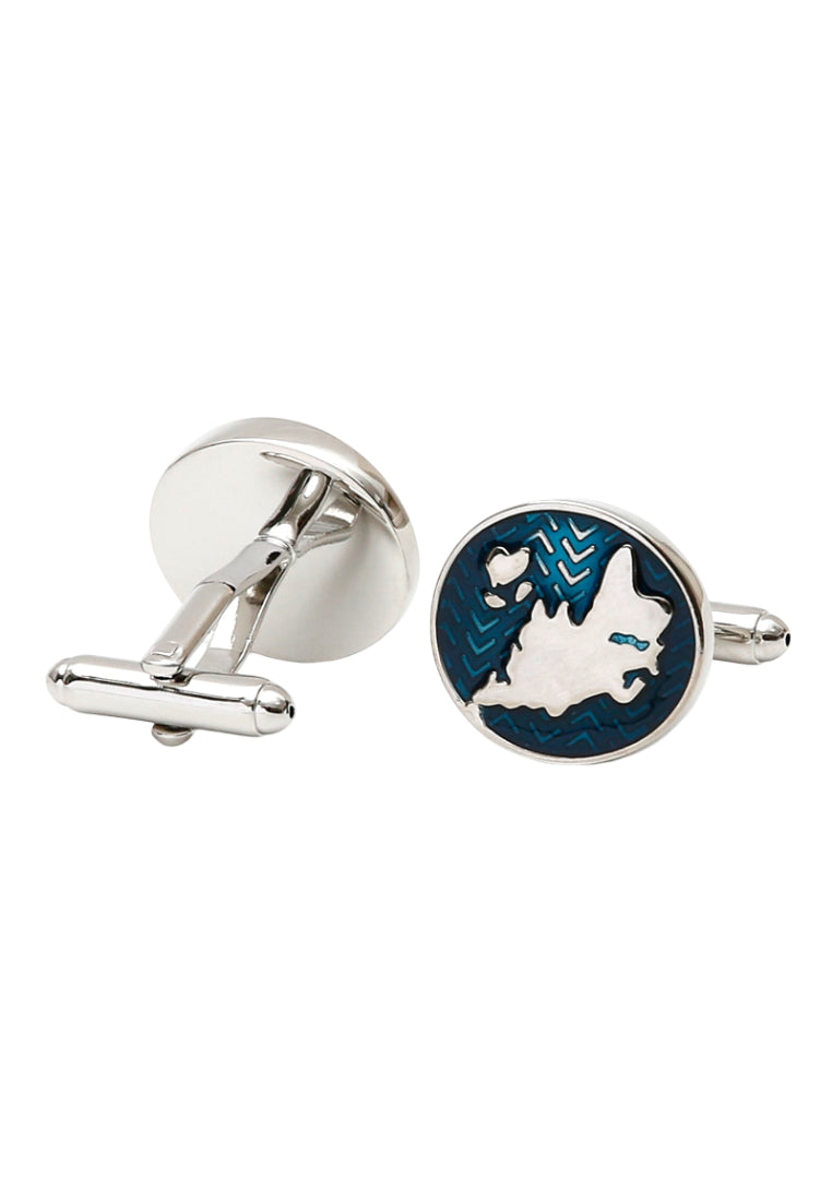 Cufflinks Simple Personality Creative World Map Shape Silver Men's Elegant Jewelry