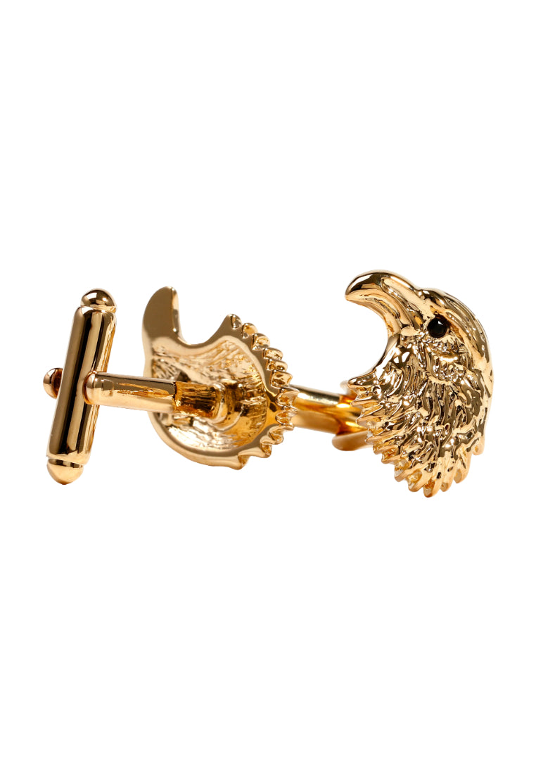 Men's Cufflinks Light Luxury Inlaid Black Diamond Eagle Head Shape Gold Copper Shirt Jewelry Pair