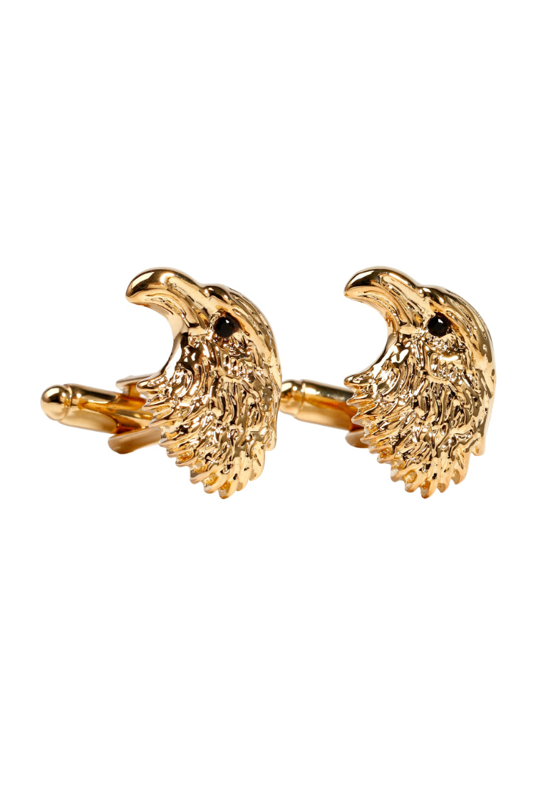 Men's Cufflinks Light Luxury Inlaid Black Diamond Eagle Head Shape Gold Copper Shirt Jewelry Pair
