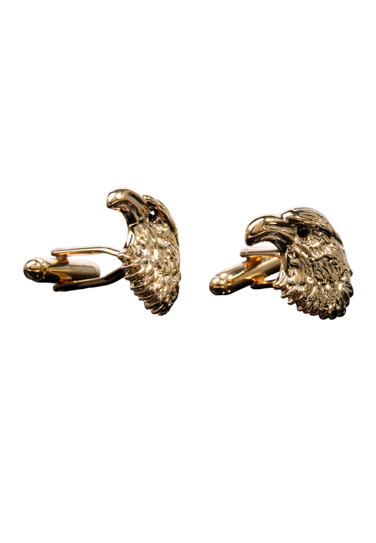 Men's Cufflinks Light Luxury Inlaid Black Diamond Eagle Head Shape Gold Copper Shirt Jewelry Pair