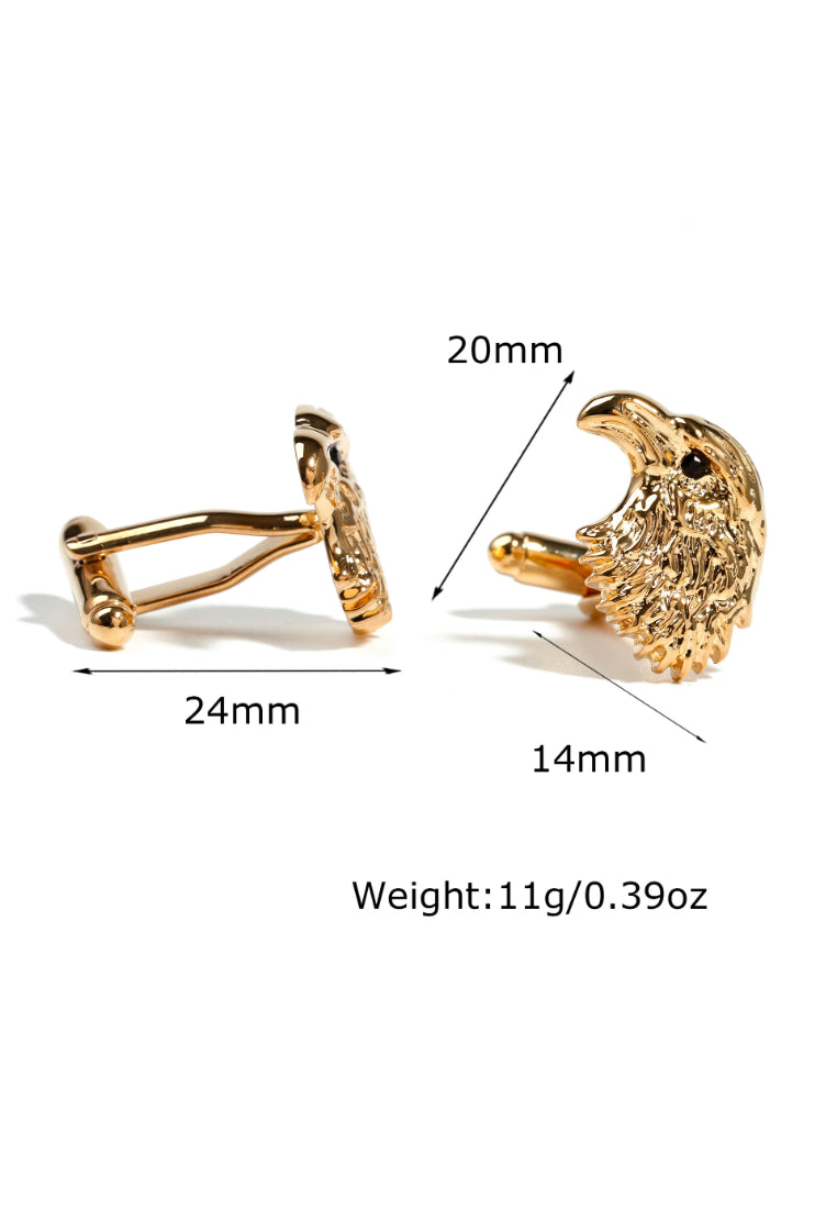 Men's Cufflinks Light Luxury Inlaid Black Diamond Eagle Head Shape Gold Copper Shirt Jewelry Pair