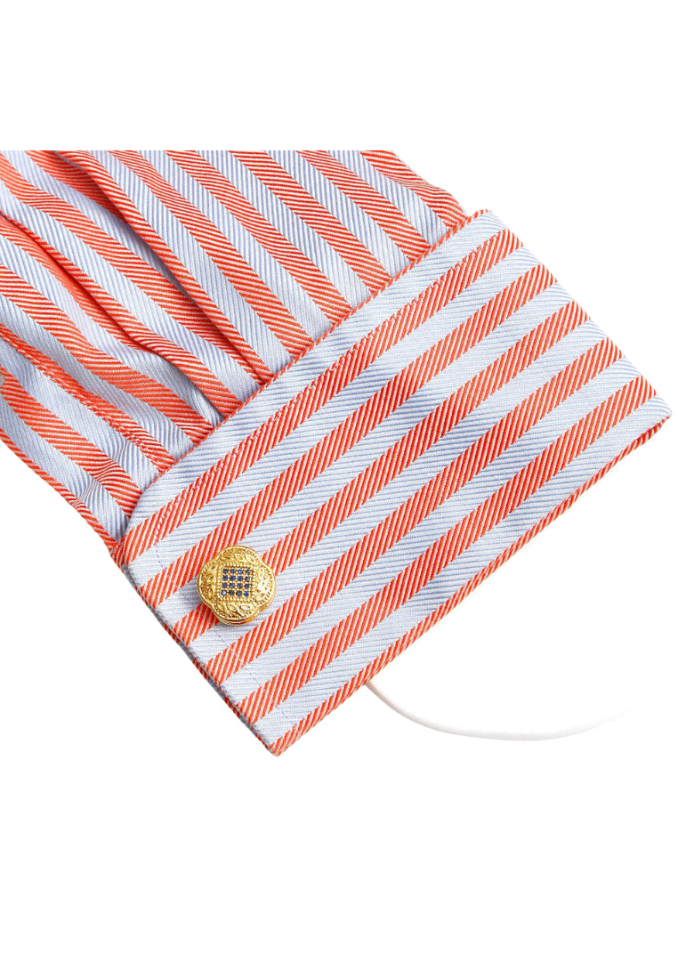 High Quality Luxury Inlaid Blue Diamond Square Copper Gold French Men's Cufflinks Jewelry