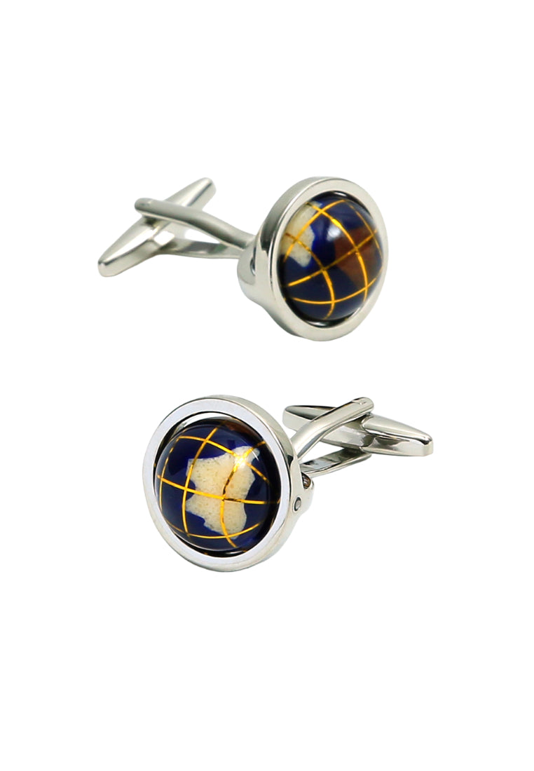 Men's Cufflinks Light Luxury Enamel Rotating Globe Shape Copper Shirt Sleeve Nail Buttons