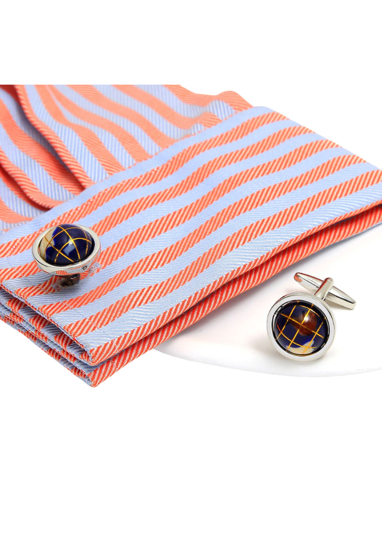 Men's Cufflinks Light Luxury Enamel Rotating Globe Shape Copper Shirt Sleeve Nail Buttons
