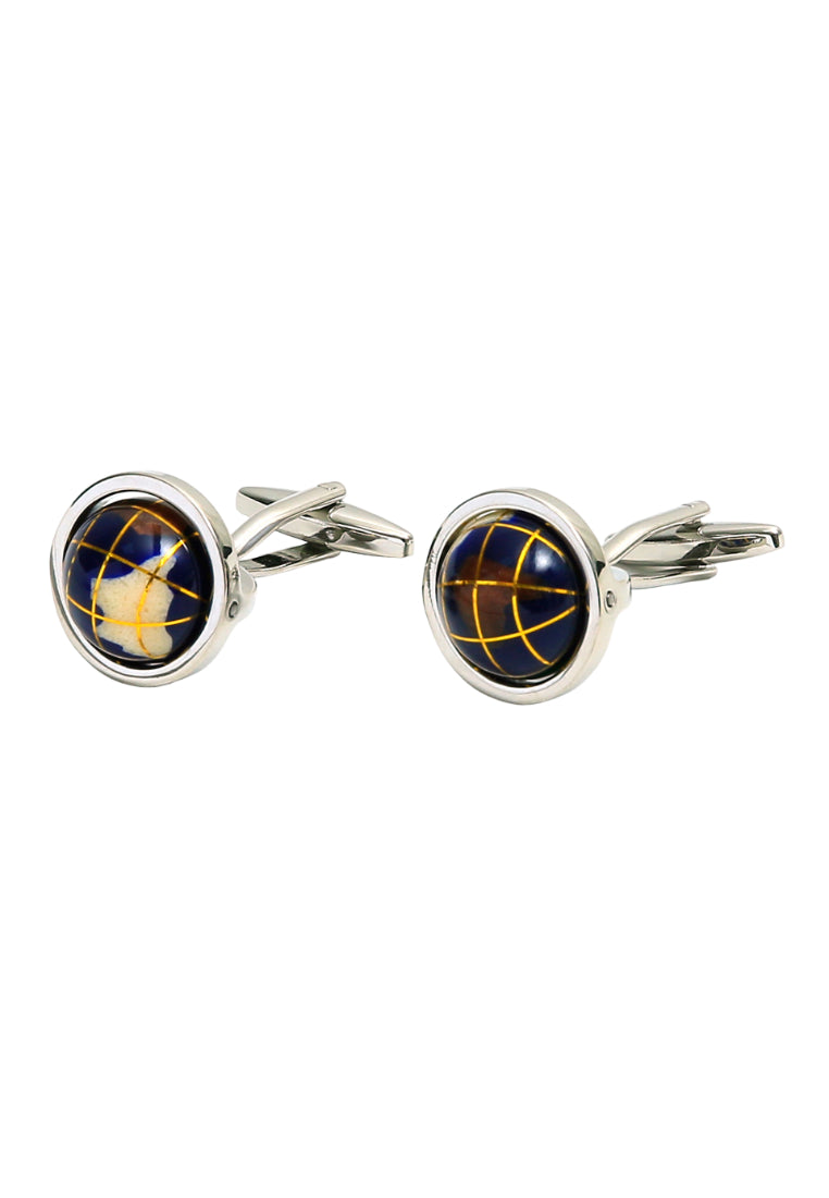 Men's Cufflinks Light Luxury Enamel Rotating Globe Shape Copper Shirt Sleeve Nail Buttons
